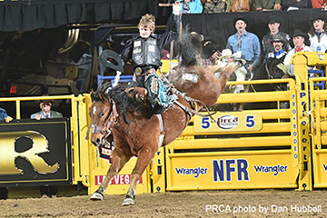 Ryder Wright on Northcott Macza's Get Smart - PRCA photo by Dan Hubbell